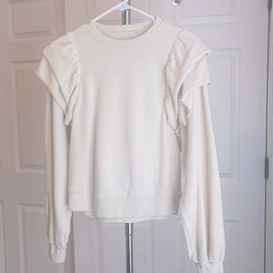 Pistola ruffle-sleeve sweatshirt. Size: Small. Color: Ivory.